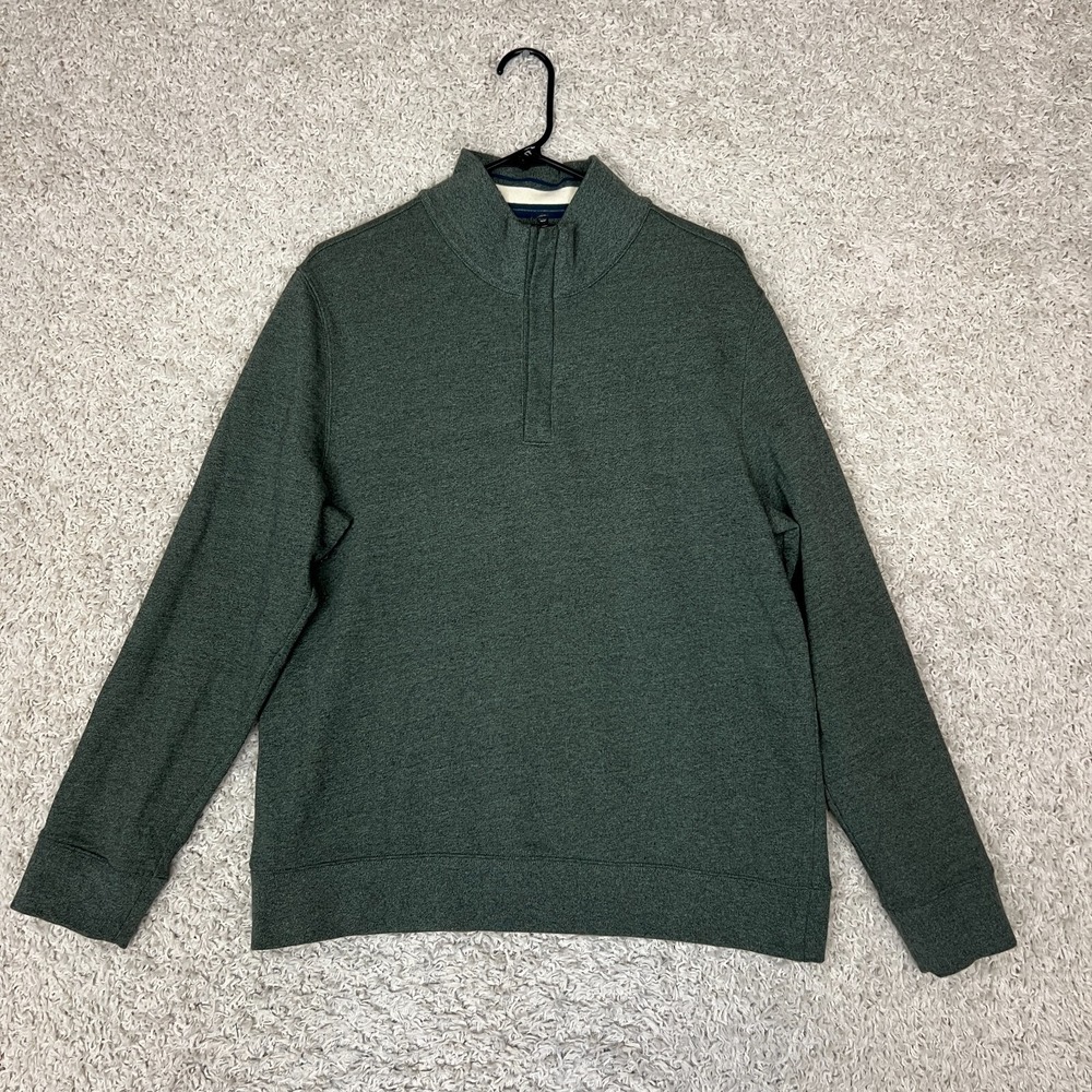 UNTUCKit 1/4 Zip Pullover Sweater Mens Large Green Long Sleeve Preppy Office